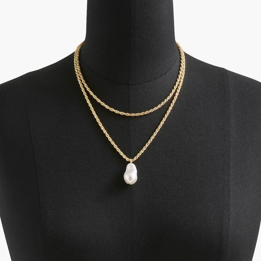 J.Crew Factory New Gold Tone Layered Pendant Necklace NEW